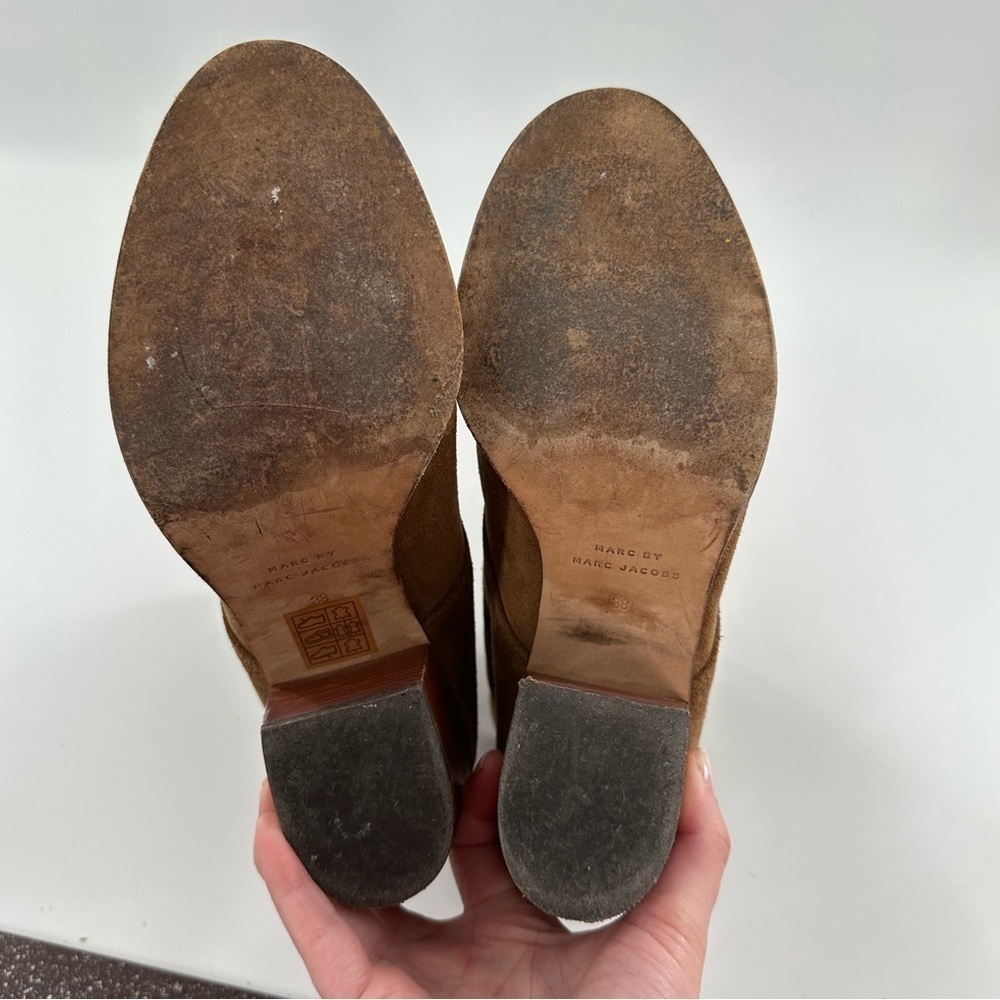 Marc Marc Jacobs Crosta ankle booties size 38 brown suede zip up western boots - Picture 10 of 11